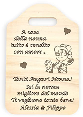 Regalo nonna compleanno Idee regali per la nonna o mamma anziana Tagliere Targa Targhetta in legno Personalizzato da nipote Idea regali di Natale o Festa dei nonni