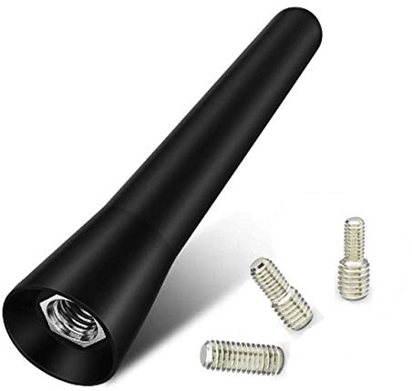 GRAPID Automotive® - Autoantenne | KFZ Kurzstab Dachantenne | Kurzstabantenne universell | DREI Adapter | 6cm lang | Schwarz | Kurz | Auto Antenne
