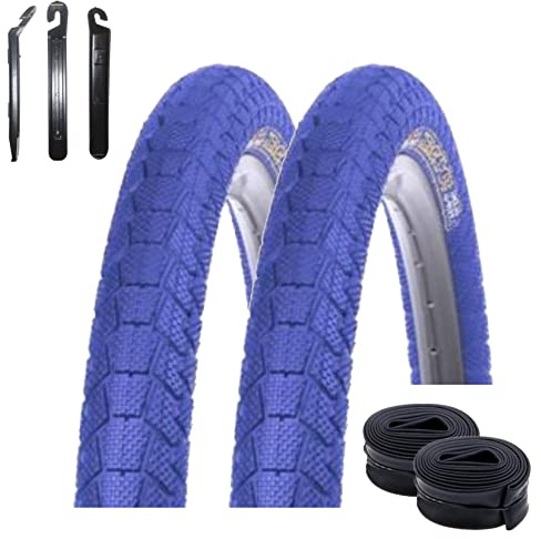 2 x Kenda K-907 Krackpot BMX Fahrradreifen 20 x 1,95 (50-406) Blau + 2 x passende Schläuche AV inkl. Reifenheber