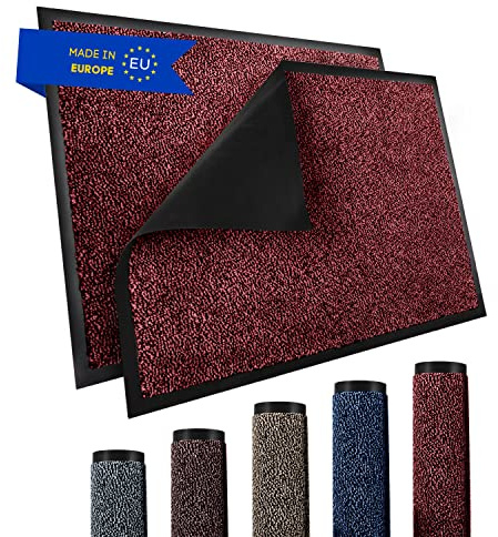 TRIBURG Fußmatte 90x150 Rot Schwarz - Schmutzfangmatte 90 x 150 wetterfest, wasserfest, waschbar - Fußmatte außen/innen -rutschfeste Fussmatte Aussenbereich und Innenbereich
