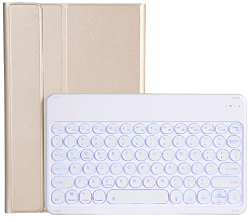 Funda con Teclado ZOMUN para Samsung Galaxy Tab A 10.1 2019 [SM-T510 / SM-T515], [7 Colores de retroiluminación] Teclado inalámbrico Bluetooth, Teclas Redondas