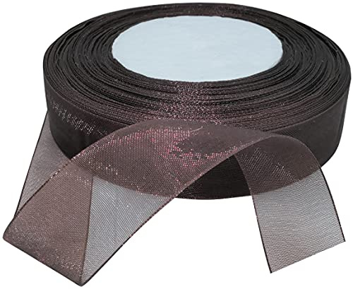 AERZETIX - C50801 - Organzaband glänzender dekorativer organza - 20mm x 45 meter - dunkel kastanie - kreative projekte nähkunst geschenkverpackung zur geburtstagsfeier