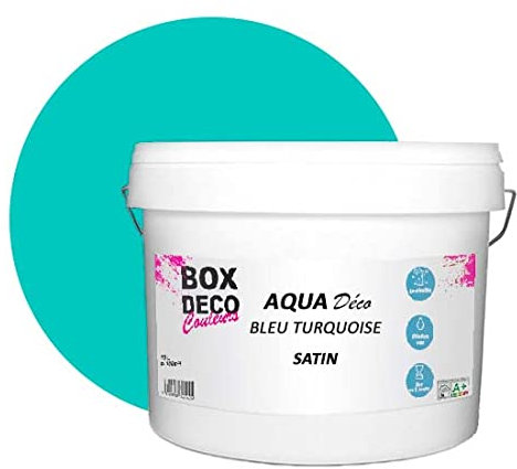 BOX DECO COULEURS Aqua Deco - Pintura de pared acrílica (10 l/100 m²), color azul turquesa