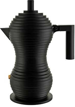 Alessi Pulcina MDL02/1 BB - Cafetière Espresso Design, en Fonte d'Aluminium avec Poignée et Bouton en PA, 1 Tasse, Noir