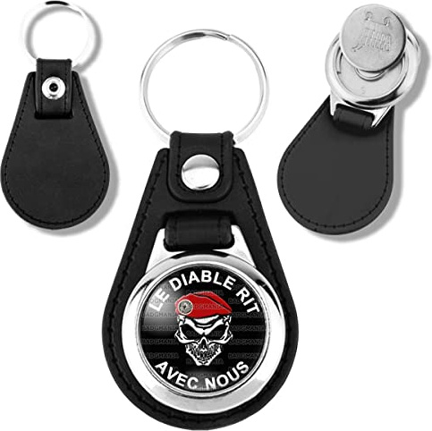 Badgmania Porte Clés Cuir Vegan Jeton de Caddie TAP Para Métro Béret Rouge LE DIABLE RIT AVEC NOUS n4