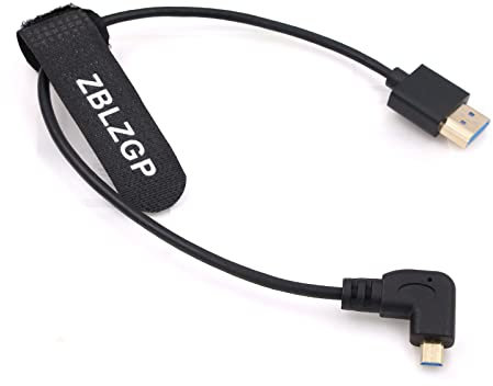 ZBLZGP Cable HDMI de 8 K HDMI 2.1 Cable para cámaras de cine de bolsillo Blackmagic Monitor TV PS5 ATOMOS Ninja V Portkeys HDMI Splitter Cable digital Cable (curva izquierda Micro HDMI-HDMI)
