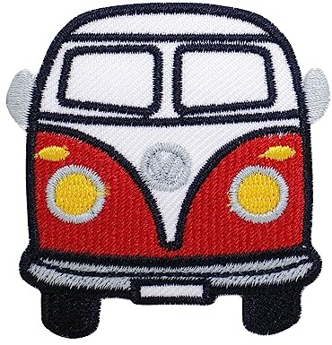 Octory Mini Van Iron On Patches for Clothing Saw On/Iron On Embroidered Patch Applique for Jeans, Hats, Bags (Red)