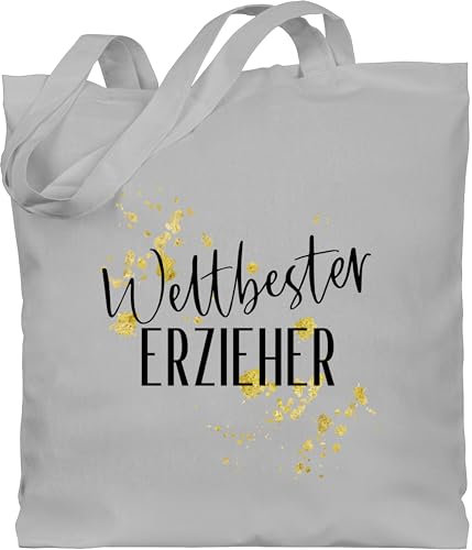 Baumwolltasche - Taschen - Weltbester Erzieher Geschenk - Unisize - Hellgrau - herr abschied erzieherin tasche für kindergärtner bester beutel erziehertaschen geschenke stoffbeutel kita fuer