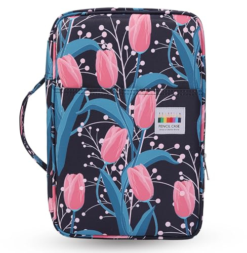 OVAKIA Federmäppchen Super Große, Pencil Case Schreibwaren-Stifttasche Federtaschen mit 100 Slots Organizer für Zeichnung Buntstifte Bleistifte Pinselstift Skizzierstifte (Ohne Bleistifte) (Blatt)