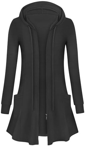 Flikity Womens Long Cardigans Zip Up Hoodies Ladies Lightweight Jackets | Open Front Cardigan with Large Pockets Long Sleeve Tunic Tops Spring Summer Autumn Clothes M-XXL