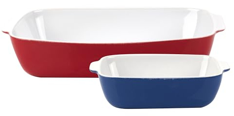 UNITED COLORS OF BENETTON. Set 2pc fuente (rojo 32,5x20,5x7,5cm + azul 20x13x6cm) gres rainbow