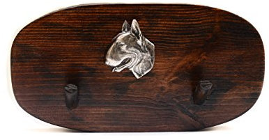 Art-Dog Wooden Dog Aufhänger - Handmade Kiefer Holz Hundeleine Halter für Wand - Hundeleine Haken - Hundeleine Haken für Wand - Hundeleine Halter - 10x20cm - Bullterrier II