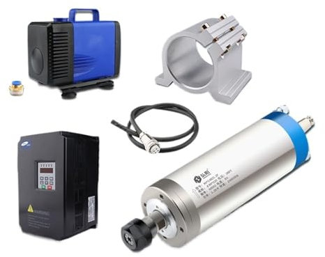 Kit raffreddato ad acqua ER20 da 2,2 kW, inverter da 380 V/220 V, dispositivo da 80 mm, pompa sommergibile da 80 W e cavo (Color : 220kw 380V, Size : Spindle set)