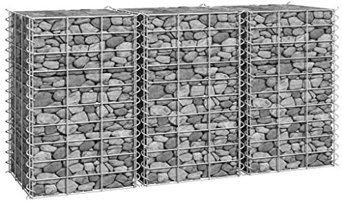 Natulvd Gabion Cages Set, Tall Retaining Wall Stones Cube, Garden Raised Bed Metal Wire Patio Decorative Fence for Outdoor Landscape Lawn Flowers Herb - 3 pcs - 20 H