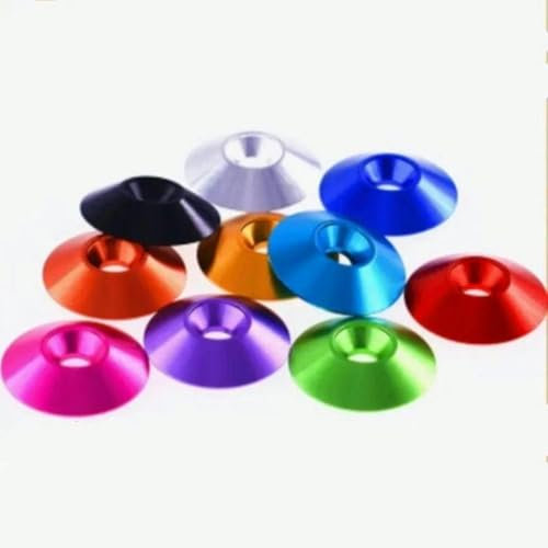 5 pièces-10 pièces M3 M4 M5 M6 M8 en aluminium coloré grande rondelle fraisée joint de parapluie concave conique rondelle décorative-m4 10 pièces-orange
