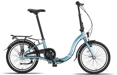 PACTO Seven N7 - Folding Bike - Low entry Aluminum frame - Coaster & V-brakes - 7 Hub Gears - Fully equipped Dutch foldable bike - Blue