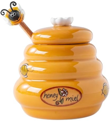 Ciieeo 5 Juegos Tarro De Almacenamiento De Miel Tarros De Cristal Azucarero Con Tapa Palitos De Miel Recipiente De Mermelada De Porcelana Tapa Dorada Galleta Cerámica Orange Reutilizable