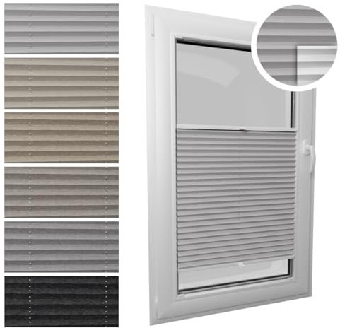 DOLOMIT + Thermo Plissee mit Bohren I auf Maß gefertigt I Breite 30-129 cm I Höhe 50-230 cm I Blickdichte und lichtdurchlässige Rollos I 6 Farben Melange-Stoff (Höhe von 50 cm bis 149 cm)