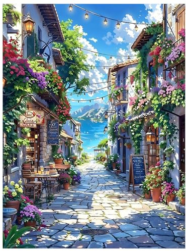 Paysage Peinture Numero Adulte, Paysage Coloriage Par Numero Adulte, Peinture par Pour la Décoration de la Maison 40x50cm