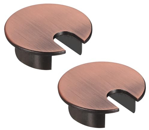 sourcing map 2 Pcs Desk Grommet 1.4 Inch, Zinc Alloy Round Desk Hole Cover Wire Cable Cord Organizer for Home Office Computer Table Cables, 35mm, Copper