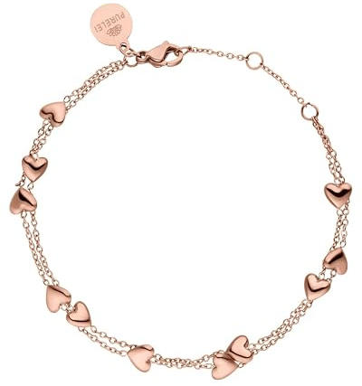 Purelei Alohi Heart Armband – Zweireihiges Herz Damen Armband – Aus hochwertigem, langlebigem Edelstahl – Verstellbare Länge 16-19 cm – Hawaiianisch inspiriert & wasserfest