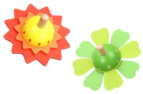 HONITANO Holzspielzeug Kinder Kreisel Spielzeug 2 Stück Bunter Holz Kreisel Zum Drücken Stressreduzierendes Kinderspielzeug Für Kleinkinder Und Mädchen Hand Augen Koordination Und Bewegung