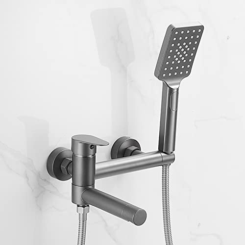 Robinetterie de Baignoire avec mitigeur tatic, Ensemble de mitigeur de Douche Mural pour Baignoire, Gris