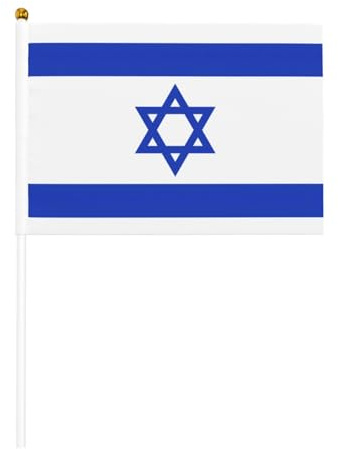 Bandera israelí, paquete de 6 y 10 banderas de mano, pancartas en palo, banderas pequeñas para desfiles, fiestas, bares, cumpleaños
