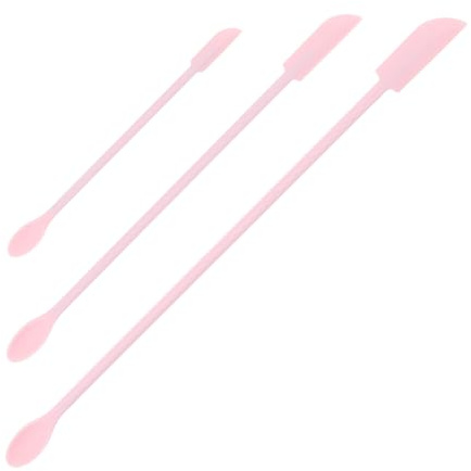 VICASKY Silicone Spatula Makeup Scraper Cream Scraper Pink Silicone Set 3pcs Reusable Face Mask Spatulas for Cosmetic Lotion Application and Jar Stirring