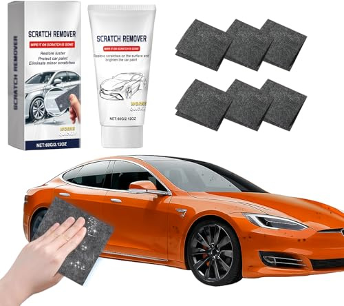 Nano Sparkle Tuch Auto Kratzer Entferner Set, 6x Nano Kratzerentferner Tücher & 50g Polierpaste, Auto Kratzer Entferner für Lackpflege, Poliertuch Auto für Glanz & Reparatur aller Lackfarben