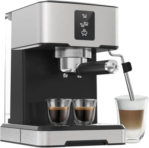 Compact 3-in-1 Coffee Machine – 20Bar Pressure for Café-Style Espresso, Latte & Cappuccino in 2 Mins | 15-Second Heat-Up, 1.5L Removable Tank | Perfect for Small Kitchens & First-Time Users (Silver)