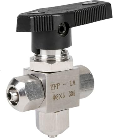 PHNOITPQ Ball Valve 1PCS Ball Valve 6mm 8mm 10mm 12mm Quick Turn Ball Valve Straight/Three-Way Stainless Steel 304 Ball Valve(Three Way Ball Valve 8mm*5)