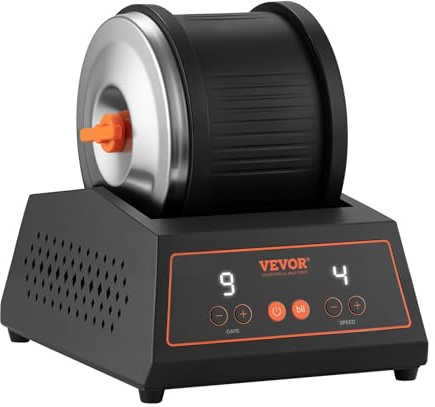 VEVOR Lucidatrice Elettrica per Rocce, Carico 1,81 kg, 4 Livelli di Velocità, Set per Lucidatura con Pietre con Timer, Pannello di Controllo, Protezione da Sovraccarico e Adattatore, Nero