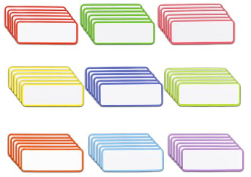 Mecmbj Magnetstreifen Beschreibbar, 8x3cm, Magnetschilder zum Beschriften | 54 Stück Magnete zum Beschriften, 9 Farben, Wiederverwendbar, Beschreibbare Magnete für Whiteboard Kühlschrank Metallschrank