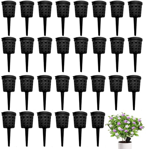 KAYLRE Lot de 30 paniers à fertilisant en Plastique avec Couvercle, Noirs, pour Plantes et bonsaïs, Diffusion Lente d’Engrais, réutilisables et durables, Outils Pratiques de Jardinage