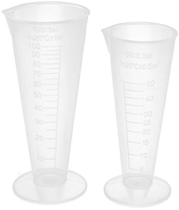 sourcing map Laboratorio vaso cónico de plástico Vaso medidor graduado 50ML 100ML