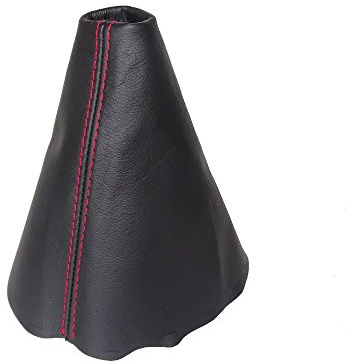 Schaltsack Schaltmanschette schwarz echtes Leder Naht Rot
