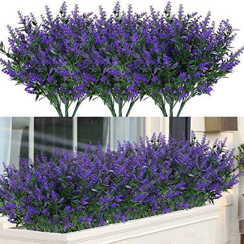9 Piezas de Lavanda Artificial Flores y Plantas Púrpuras Artificiales Simulación Jardín Maceta Planta de Flores de Plástico de Fiestas en El hogar Oficina Patio o Boda Decoración de Bricolaje