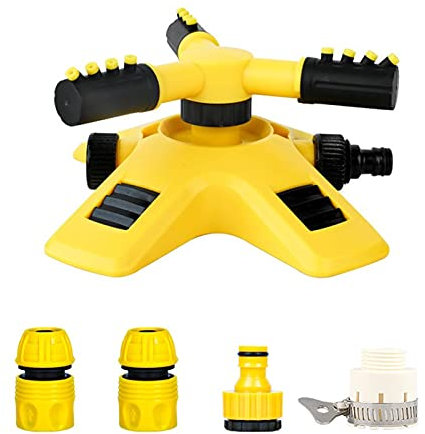 Rasensprenger, 360° Garten Sprinkler Mit 3 Arm Rotation Rasensprenger, Verstellbarer Sprinklerkopf,Bewässerung Gartensprenger Für Rasen