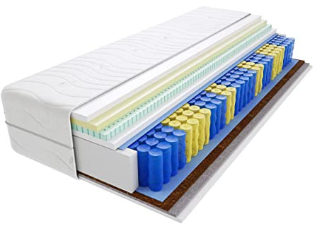 Godre Matratze 100x200 cm Doppelmatratze, H3 & H5 Federkernmatratze, Taschenfederkernmatratze 27 cm Hoch Latex Kokosfaser Visco Memory Rosshaar Hypoallergene, HR-Schaum, Gesteppter Bezug Dario Max