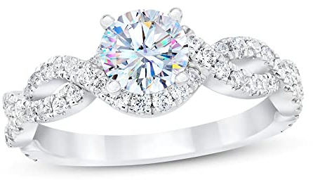 Molioaki Verlobungsring Damen Weißgold 9K(375) Unendlicher Verlobungsringe 1 Karat Brillantschliff 5A Zirkonia Ring Ehering mit Geschenkbox Verlobung Hochzeit Geschenk-54