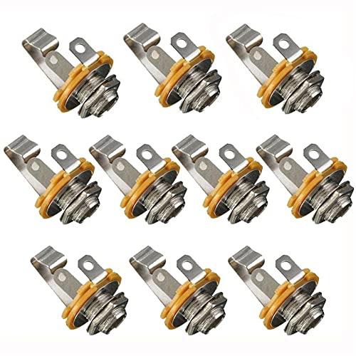 10pcs 1/4 Inch Guitar Input Jack, 6.35mm Mono Input Jack Plug Socket, Output Jack Plug Socket For Electric Guitar Bass