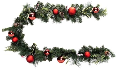 FEERIC LIGHTS & CHRISTMAS Guirnalda Natural Bolas Rojas 2 m con Bolas Rojas