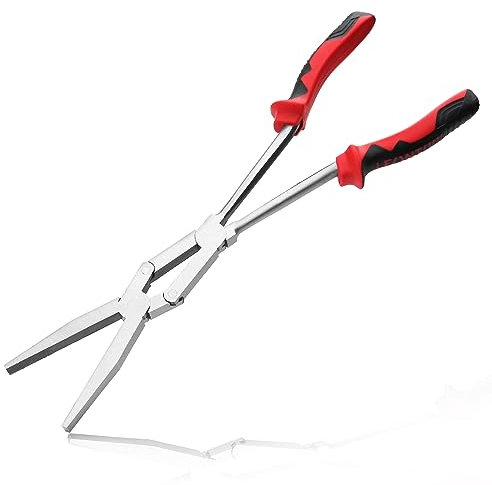 LEONTOOL Dual Pivot Double-Joint Flat Pliers With Serrated Jaw Extra Long Reach Compound Action for Hard to Reach Narrow Spaces