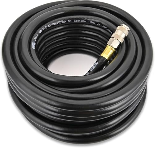Druckluftschlauch 15m PVC Druckluft 10x17mm Schnellkupplung Kompressor Luftschlauch für Kompressor, Werkstatt & Industrie, 20 bar Betriebsdruck (SN6011)