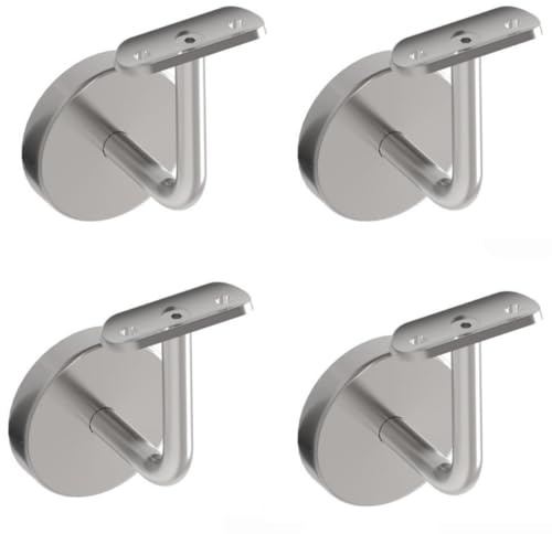 Sellon24® 4 x Handlaufhalter Edelstahl Handlaufträger mit Abdeckrosette Halterung Handlauf 42,4 Halter Handlauftraeger Geländer für Treppe innen außen Handlaufstütze Geländerhalterung rund V2A