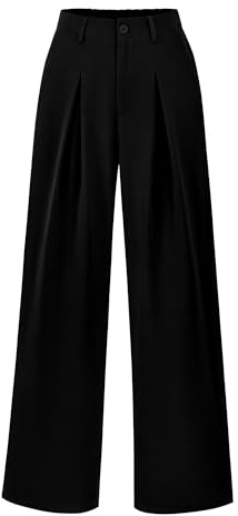 BTFBM Women High Waist Palazzo Pants Summer 2026 Casual Wide Leg Trousers Loose Work Office Business Suit Pant Pockets(Black, Medium)