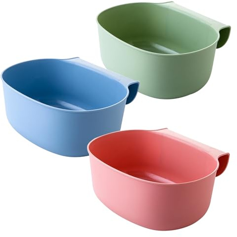Wickeltisch Organizer zum Einhängen 3 Stück Mülleimer Auffangschale Küchenabfälle Müll Container Waschschüssel Auffangschale Baby für Wickeltisch Küchenschrank Tür, Polypropylen, (Grün+Rosa+Blau)