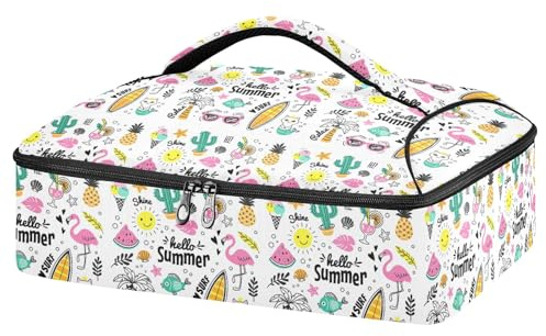 Mnsruu Hello Summer - Contenitore per casseruole per cibi caldi o freddi, borsa termica per casseruole con coperchio, per viaggi, feste, picnic, Ciao Estate, Taglia unica