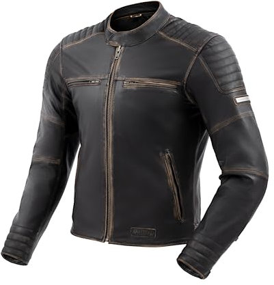 REBELHORN Hunter II Motorradjacke Herren | Leder | Ellbogen, Schulter und Rückenprotektor der Stufe 2 | 2 Belüftungskanäle
